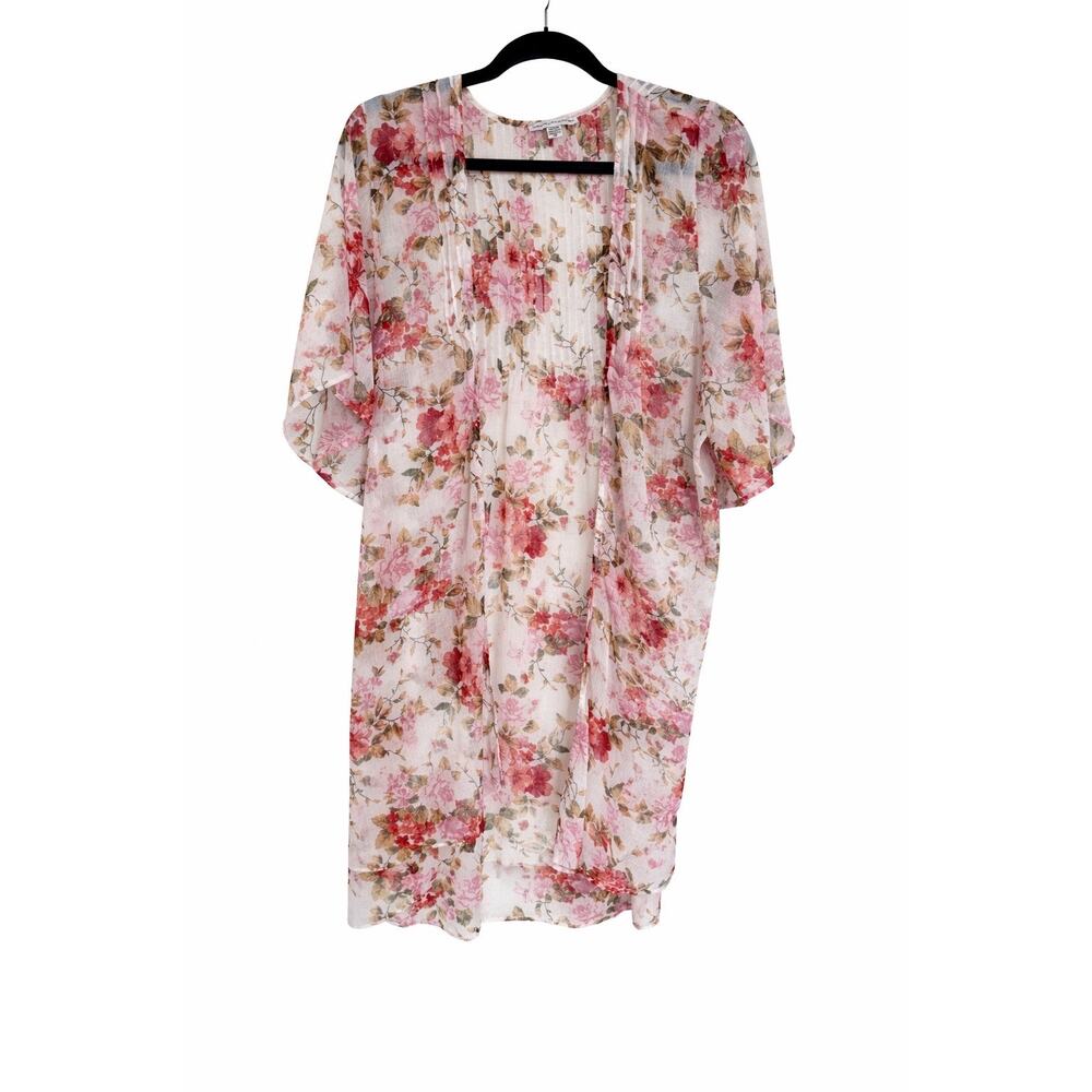 American Eagle Floral Kimono Medium Boho Cottagecore Open Front Festival Layer